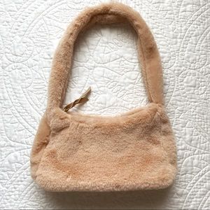 Faux fur beige shoulder bag